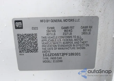 2023 Chevrolet Malibu Fwd 1Lt из США, поврежденный, VIN 1G1ZD5ST2PF189301